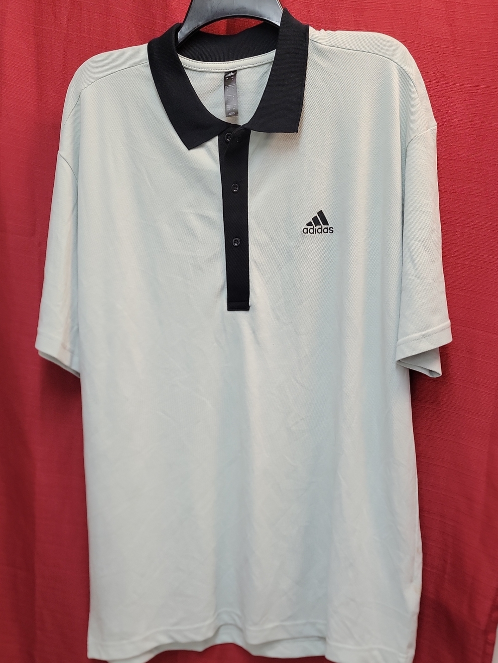 adidas Men’s Pale Gray Polo with Black Collar